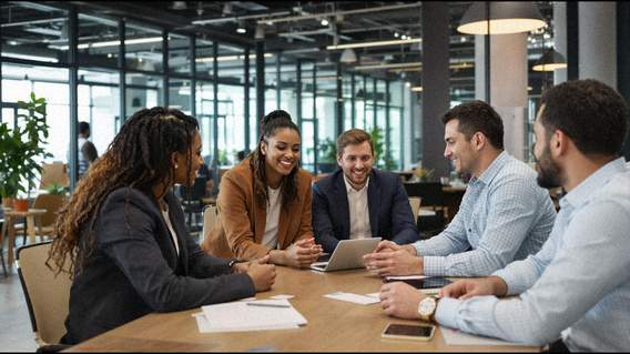 Unser Marketing-Team bei einer Branding-Strategie-Besprechung